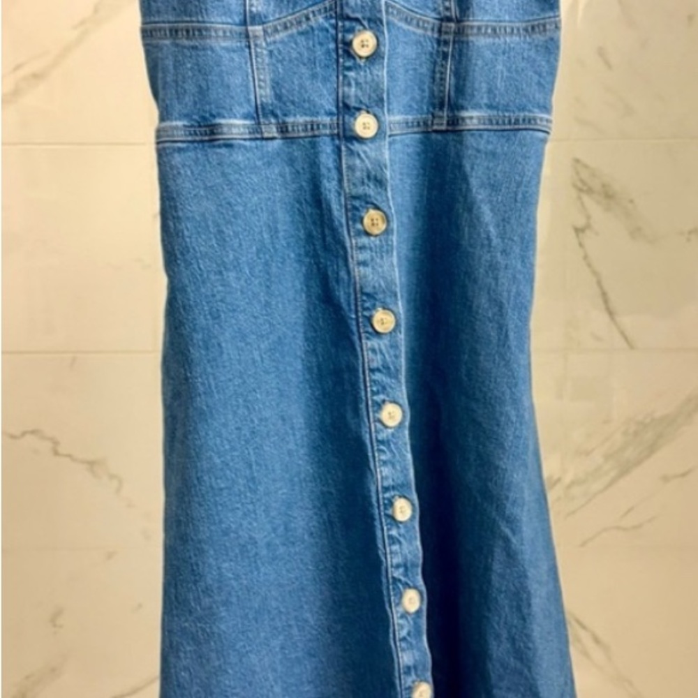 Women's Denim Corset Midi A-line dress